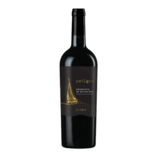 Bottle of Pelagos Primitivo di Manduria DOC by Le Clivie, Italian red wine, 14.5% ABV