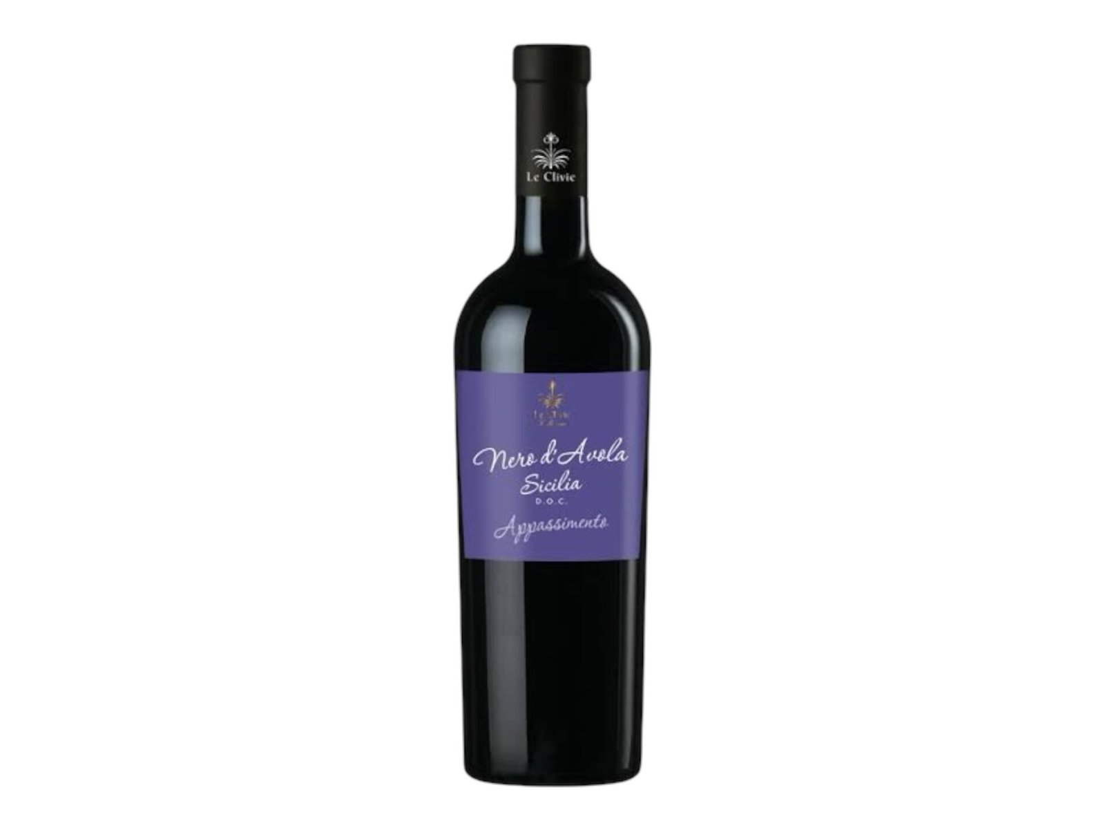 Bottle of Le Clivie Nero d'Avola Appassimento Sicilia IGT, Italian red wine, 14.5% ABV