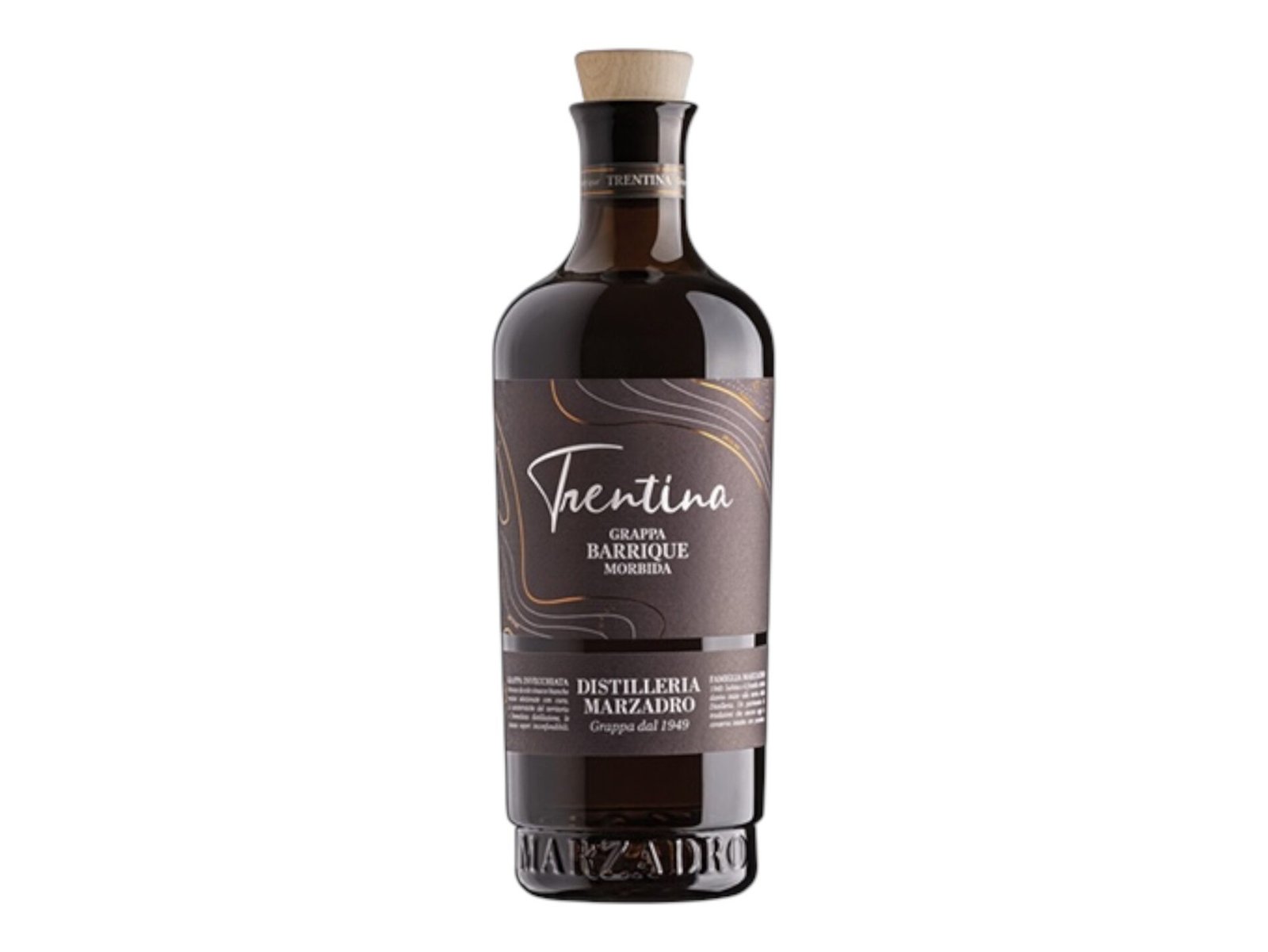 Bottle of Marzadro Trentina Barrique Morbida Grappa, Italian oak‑aged grappa, 40% ABV